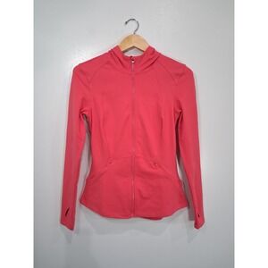 Spyder Active Womens Coral Pink Full Zip Hooded Jacket Thumbholes Size S SP882R3